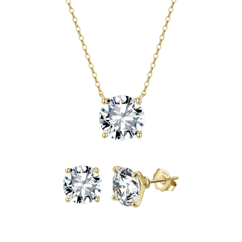 Collar Dancing Diamond de Anabellé Jewerly con diamante redondo en plata de ley 925 chapada en oro