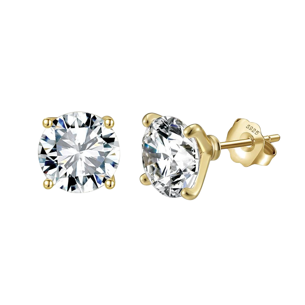 Pendientes Martini Studs de Anabellé Jewerly con moissanita engastada en plata de ley 925 bañada en oro